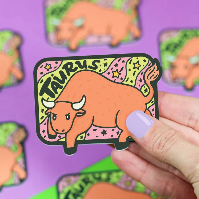 Turtles Soup Earrings Zodiac Taurus Vinyl Sticker