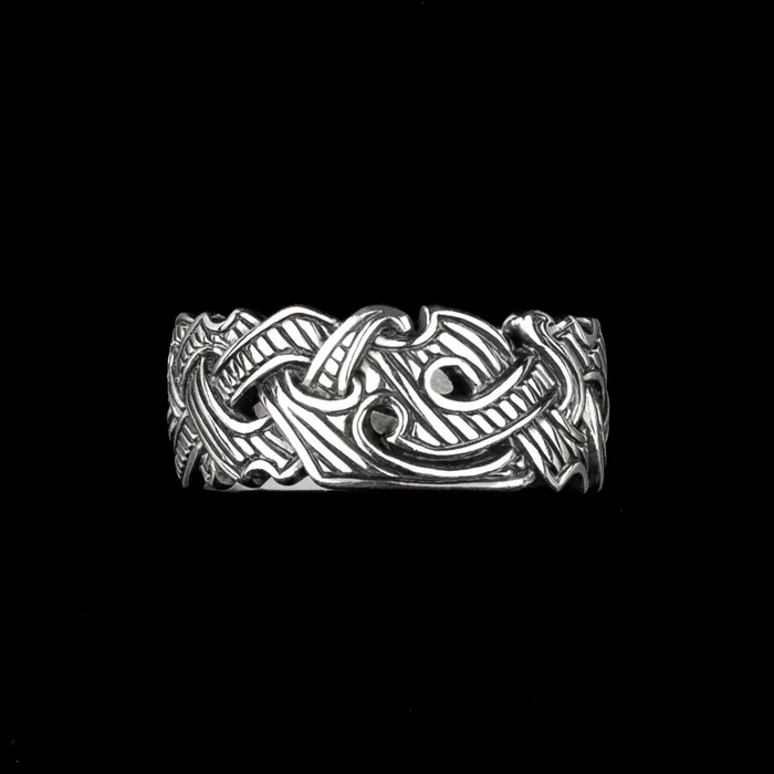 Viking Raven Ring with Runes Northan Viking Silver Rings