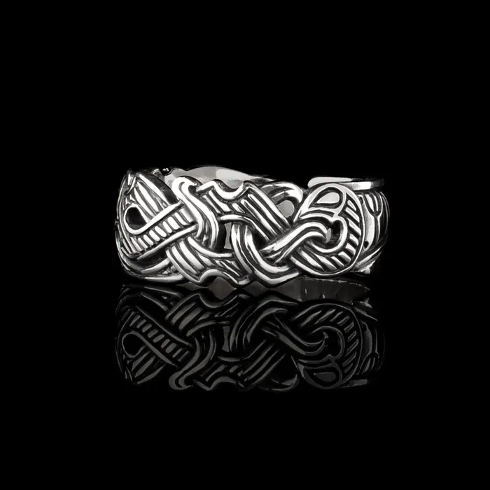 Viking Raven Ring with Runes Northan Viking Silver Rings