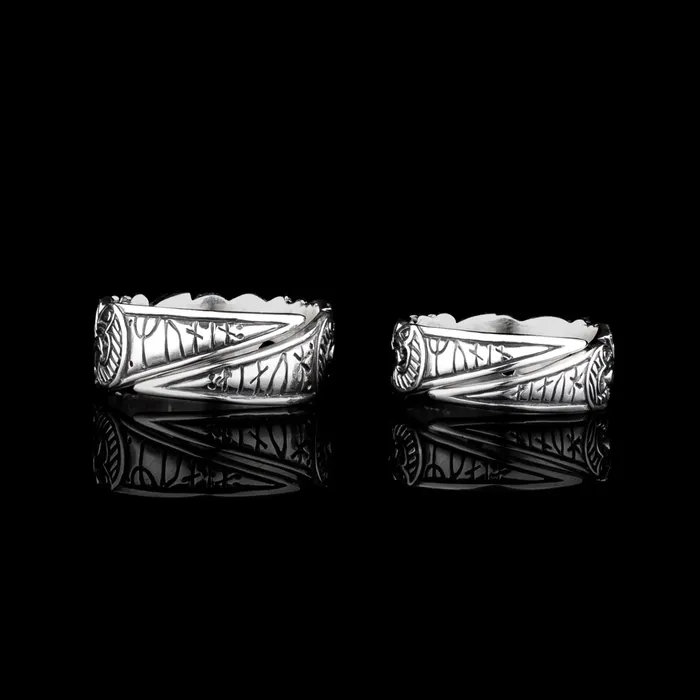 Viking Raven Ring with Runes Northan Viking Silver Rings