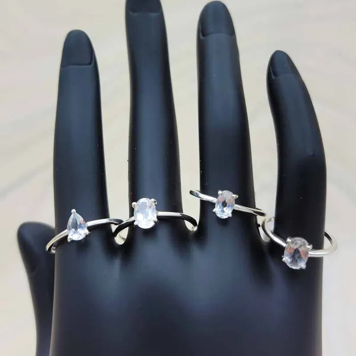 White Topaz Simple Ring Sterling Silver Natural Creations Rings