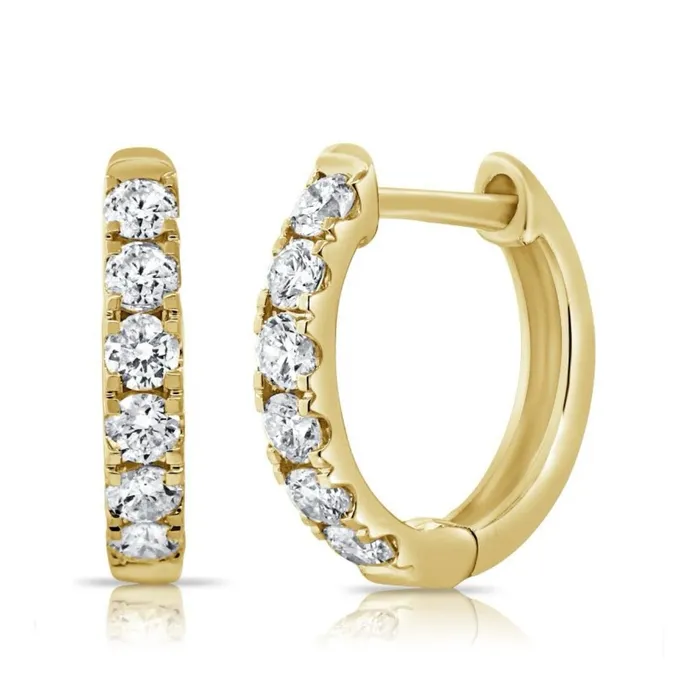 12mm 18k Gold Diamond Huggie Earring NicoleHD Jewelry Earrings