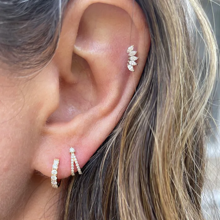 12mm 18k Gold Diamond Huggie Earring NicoleHD Jewelry Earrings