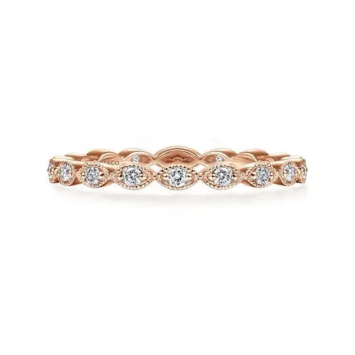 14K Rose Gold Marquise Station Diamond Stackable Ring GABRIEL CO Rings