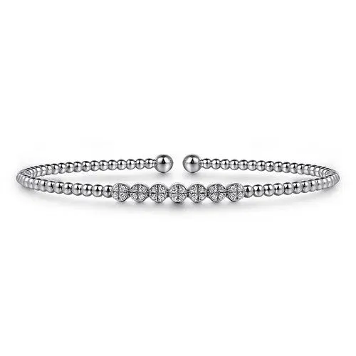 14K White Gold Bujukan Bead and Cluster Diamond Bangle GABRIEL CO Bracelets 14K White Gold Bujukan Bead and Cluster Diamond Bangle GABRIEL CO Bracelets