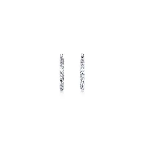 14K White Gold Diamond Classic Huggie Earrings in 15mm GABRIEL CO Earrings