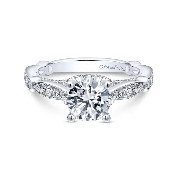 14K White Gold Diamond Engagement Ring GABRIEL CO Rings