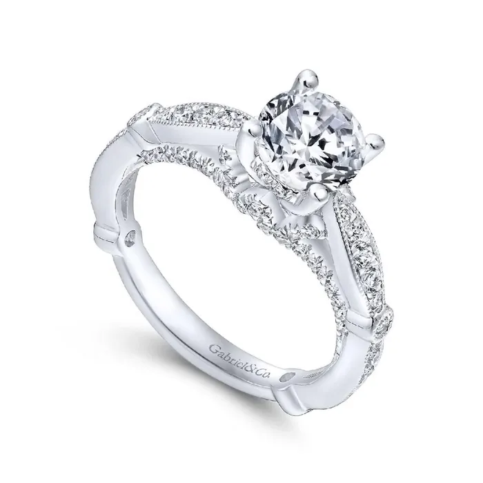 14K White Gold Diamond Engagement Ring GABRIEL CO Rings