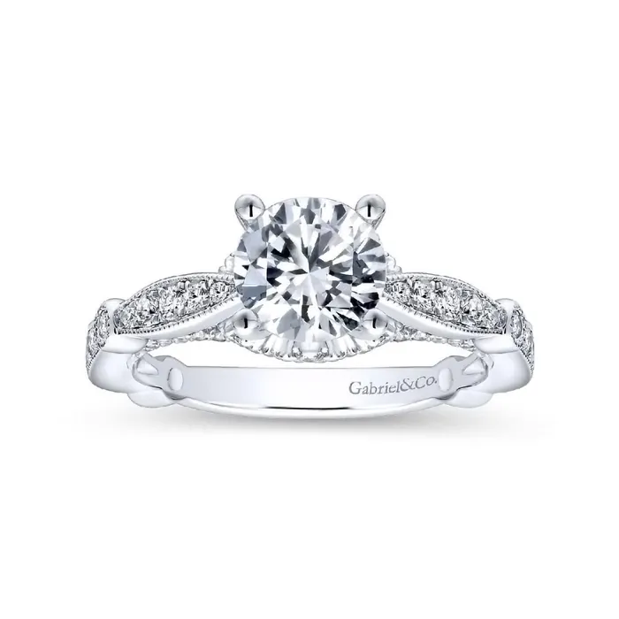 14K White Gold Diamond Engagement Ring GABRIEL CO Rings