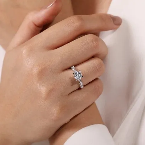 14K White Gold Round Diamond Engagement Ring GABRIEL CO Rings