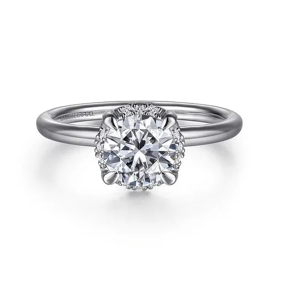 14K White Gold Round Hidden Halo Diamond Engagement Ring Setting Only GABRIEL CO Rings 14K White Gold Round Hidden Halo Diamond Engagement Ring Setting Only GABRIEL CO Rings