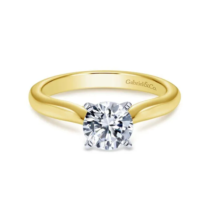 14K WhiteYellow Gold Round Diamond Engagement Ring GABRIEL CO Rings