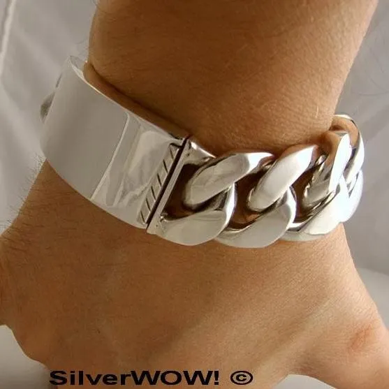 25mm Mens Silver ID Bracelet silverwow Bracelets
