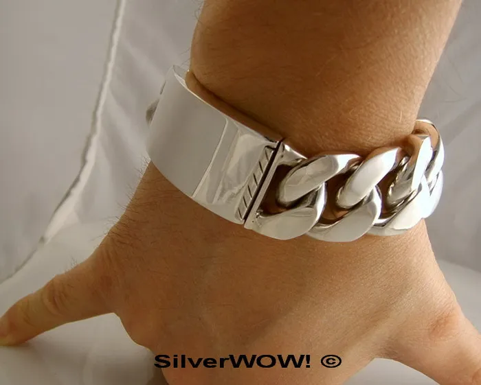 25mm Mens Silver ID Bracelet silverwow Bracelets