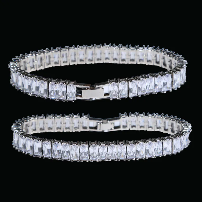 5MM Bling Square Baguette Diamond Iced Out Diamond Bracelet Baguette Bracelets 5MM Bling Square Baguette Diamond Iced Out Diamond Bracelet Baguette Bracelets