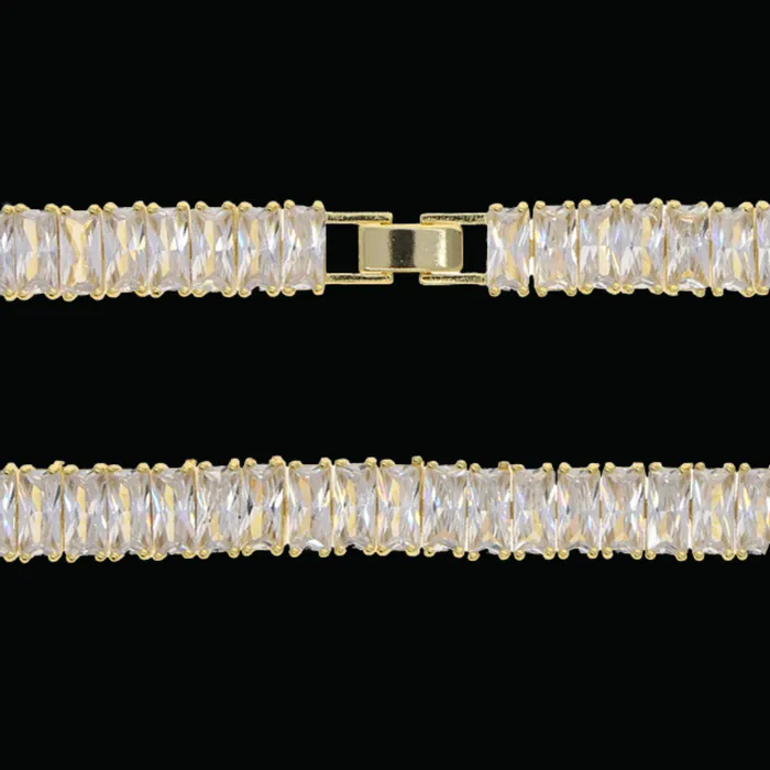 5MM Bling Square Baguette Diamond Iced Out Diamond Bracelet Baguette Bracelets