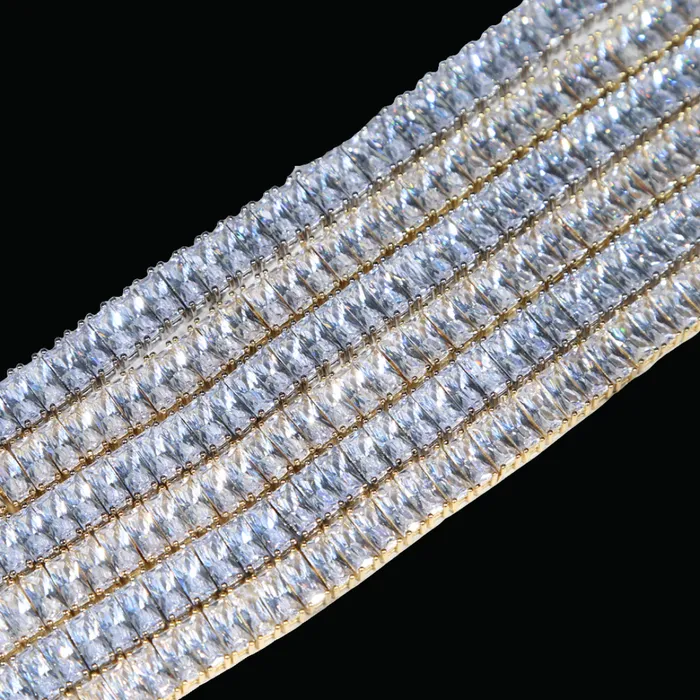 5MM Bling Square Baguette Diamond Iced Out Diamond Bracelet Baguette Bracelets