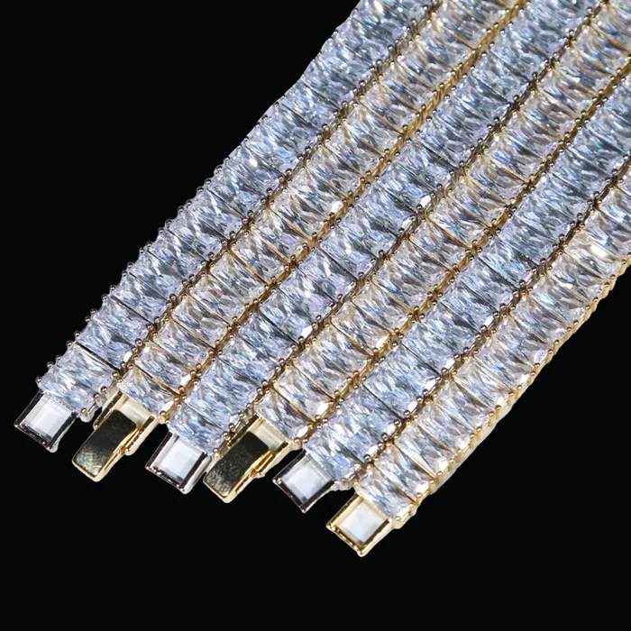 5MM Bling Square Baguette Diamond Iced Out Diamond Bracelet Baguette Bracelets