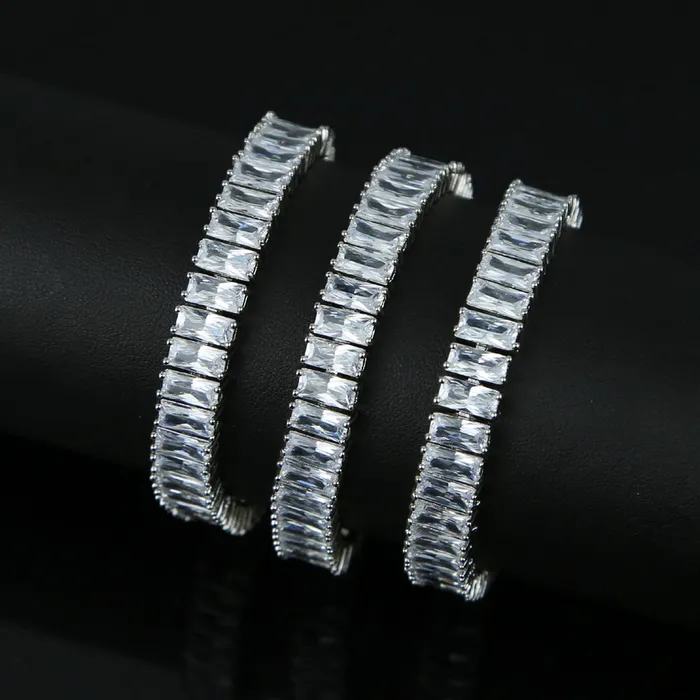 5MM Bling Square Baguette Diamond Iced Out Diamond Bracelet Baguette Bracelets