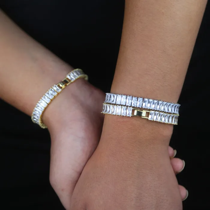 5MM Bling Square Baguette Diamond Iced Out Diamond Bracelet Baguette Bracelets