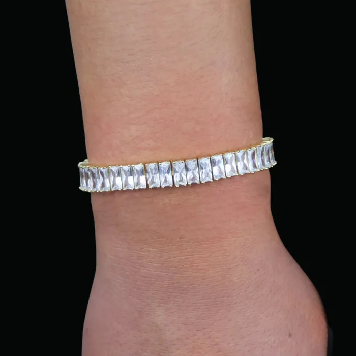 5MM Bling Square Baguette Diamond Iced Out Diamond Bracelet Baguette Bracelets