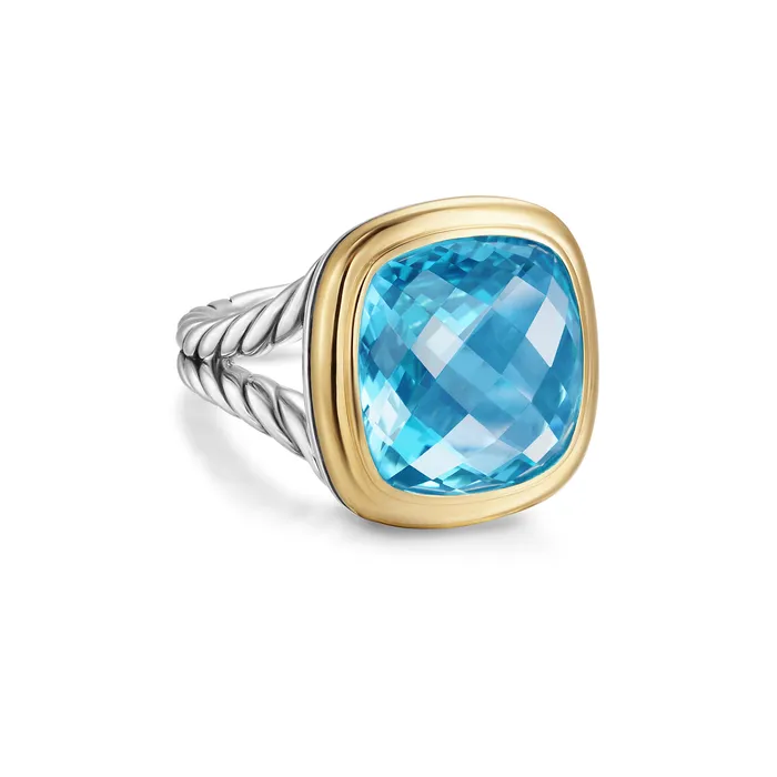 Albion Ring in Sterling Silver with 18K Yellow Gold and Blue Topaz 15mm David Yurman Rings Albion Ring in Sterling Silver with 18K Yellow Gold and Blue Topaz 15mm David Yurman Rings