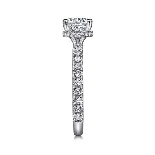 Alina 14K White Gold Hidden Halo Round Diamond Engagement Ring Setting Only GABRIEL CO Rings