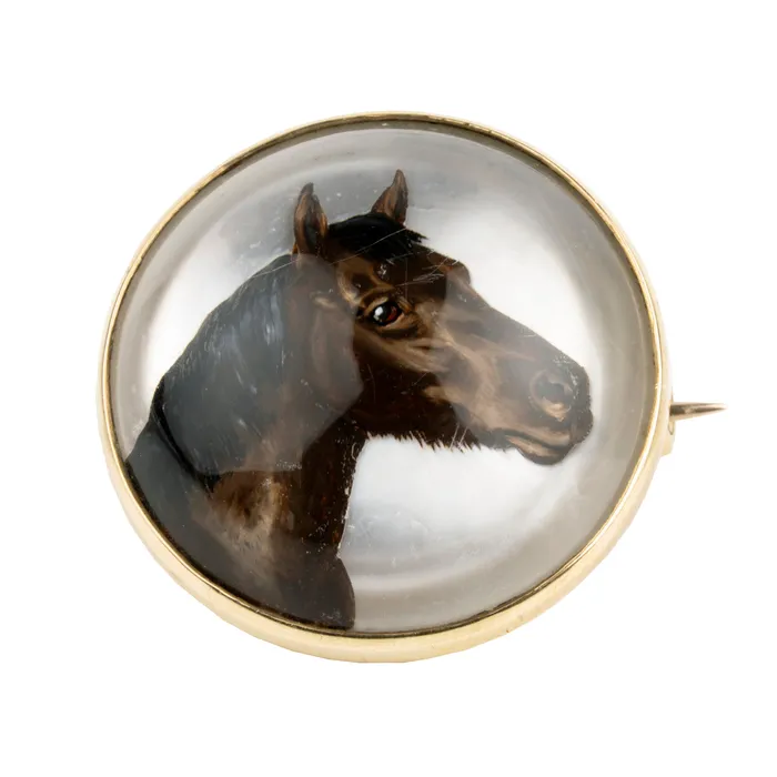 Antique Essex Crystal Horse Brooch Bell Bird Antiques Earrings