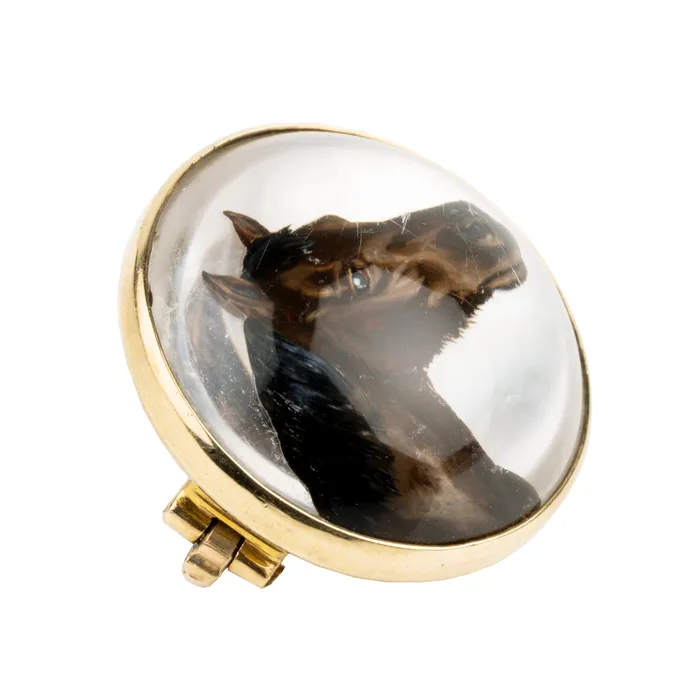 Antique Essex Crystal Horse Brooch Bell Bird Antiques Earrings