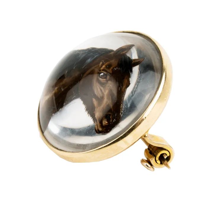 Antique Essex Crystal Horse Brooch Bell Bird Antiques Earrings