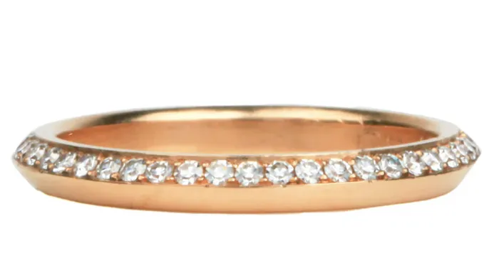 Bell and Bird Rings Bell Bird Knife Edge SingleFaced Diamond Eternity Band 18k Old Gold size 825 Bell and Bird Rings Bell Bird Knife Edge SingleFaced Diamond Eternity Band 18k Old Gold size 825