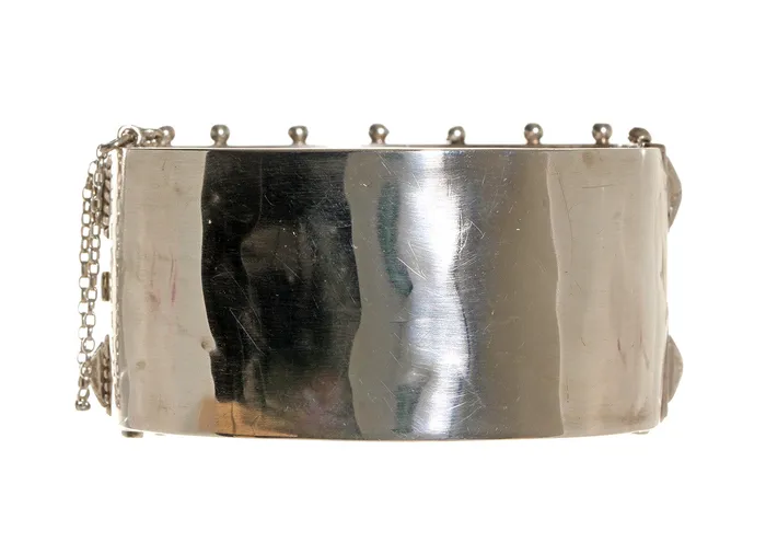 Bell Bird Antiques Bracelets English Sterling Studded Bangle Circa 1880s
