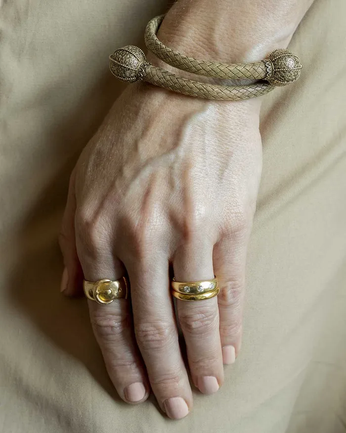 Bell Bird Antiques Bracelets Victorian Era Etruscan Revival Wrap Bracelet