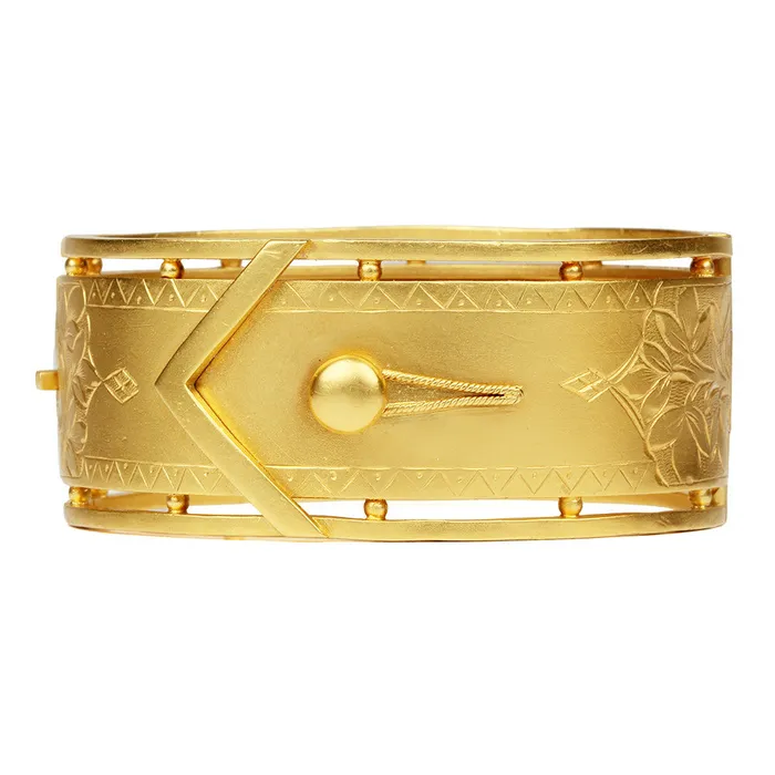Bell Bird Antiques Bracelets Victorian Gilded Buckle Bangle