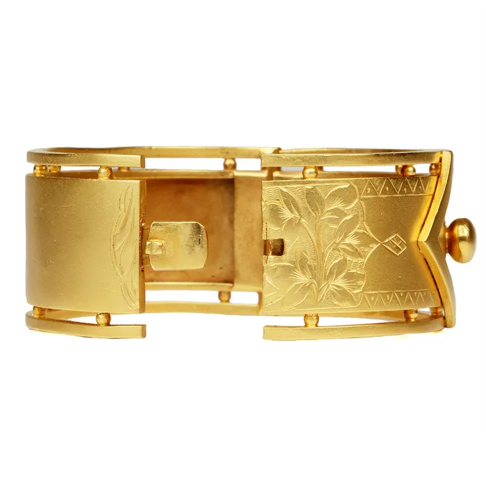 Bell Bird Antiques Bracelets Victorian Gilded Buckle Bangle