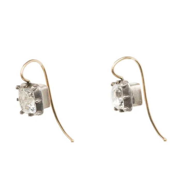 Bell Bird Antiques Earrings Georgian Era Square White Paste Earrings