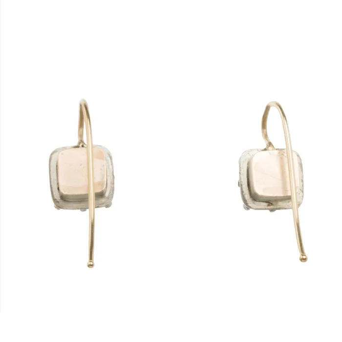 Bell Bird Antiques Earrings Georgian Era Square White Paste Earrings