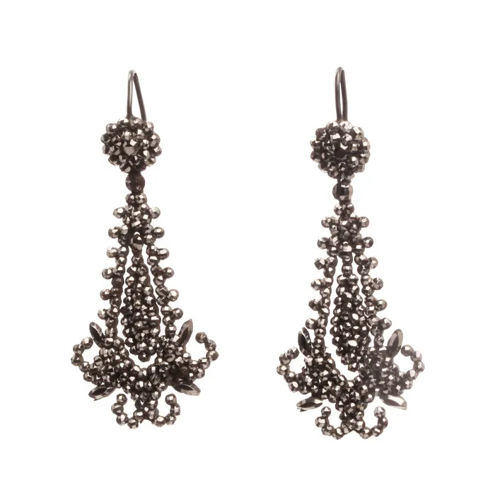 Bell Bird Antiques Earrings Victorian Era Cut Steel Earrings