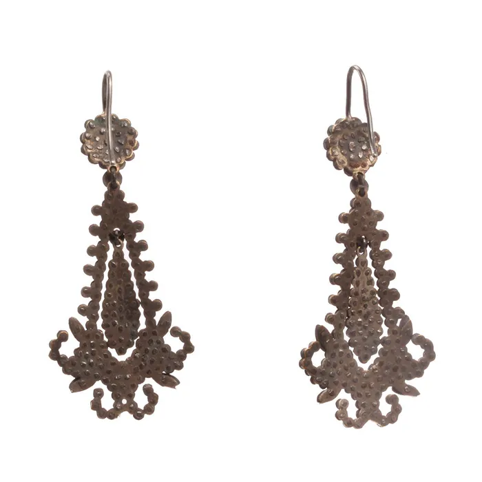 Bell Bird Antiques Earrings Victorian Era Cut Steel Earrings