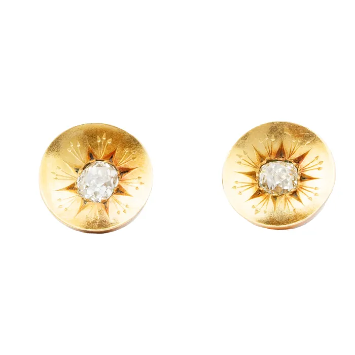 Bell Bird Antiques Earrings Victorian era Yellow Diamond Earrings