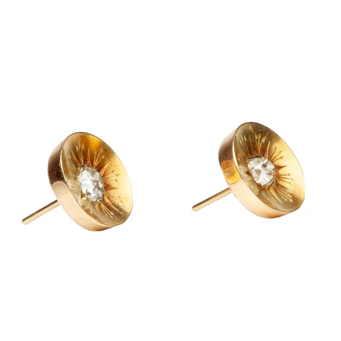 Bell Bird Antiques Earrings Victorian era Yellow Diamond Earrings