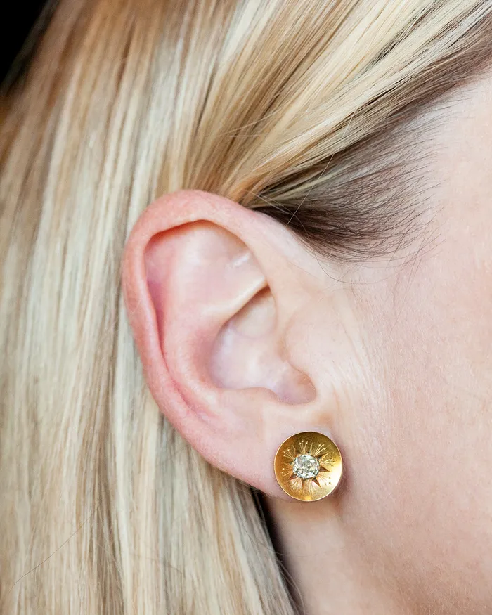 Bell Bird Antiques Earrings Victorian era Yellow Diamond Earrings