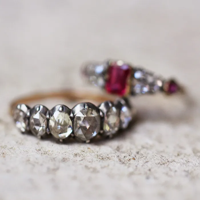 Bell Bird Antiques Georgian Rose Cut Diamond Ring Rings