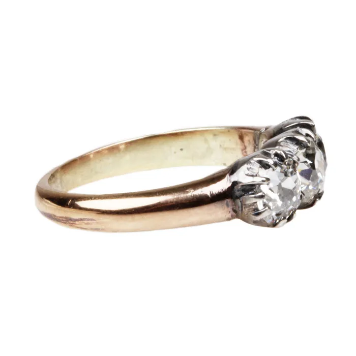 Bell Bird Antiques Rings 19th Century Three Stone Old Mine Cut Diamond Ring