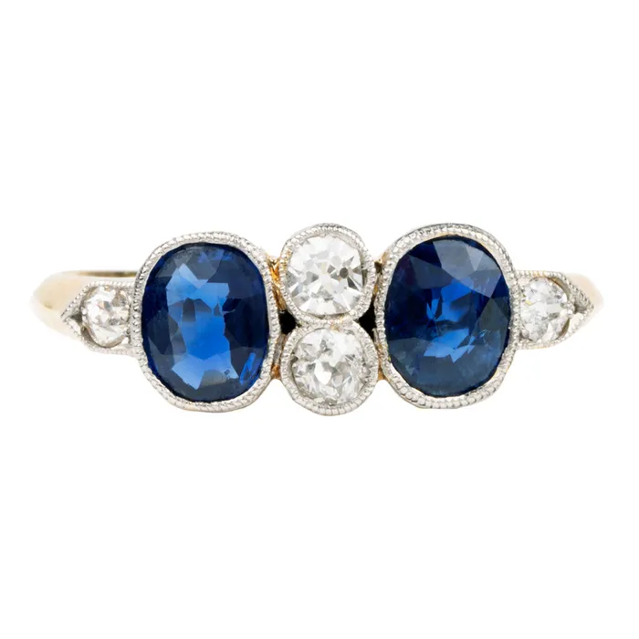 Bell Bird Antiques Rings Edwardian Sapphire and Diamond Ring
