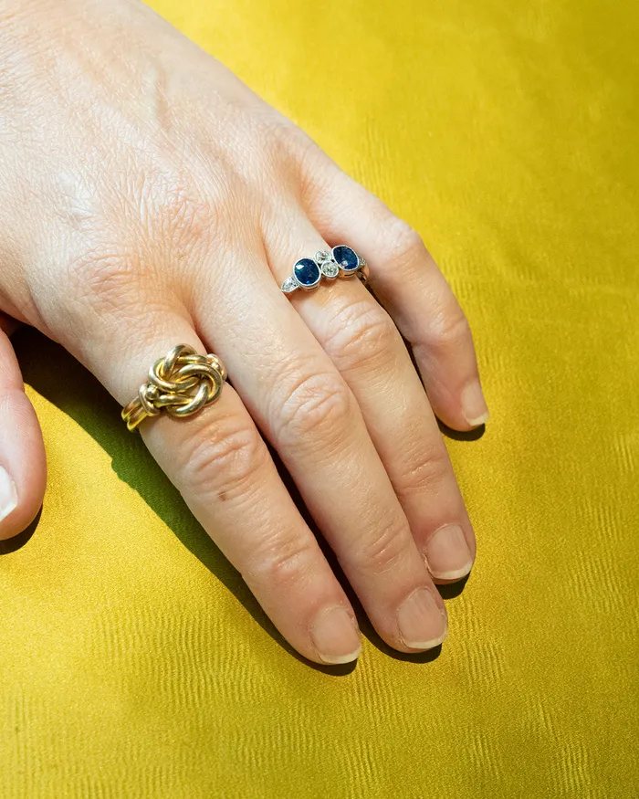 Bell Bird Antiques Rings Edwardian Sapphire and Diamond Ring