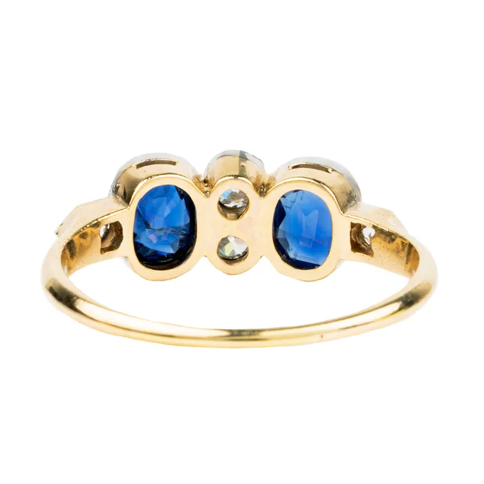 Bell Bird Antiques Rings Edwardian Sapphire and Diamond Ring