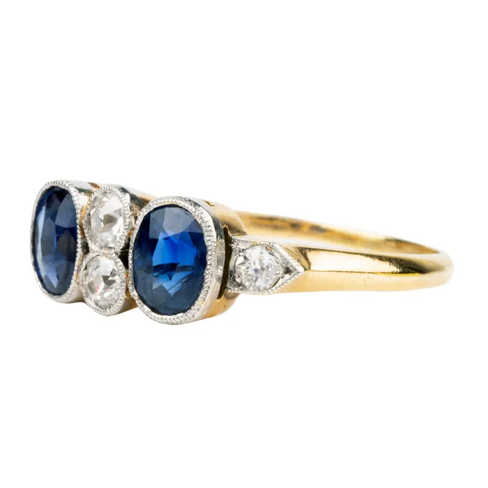 Bell Bird Antiques Rings Edwardian Sapphire and Diamond Ring