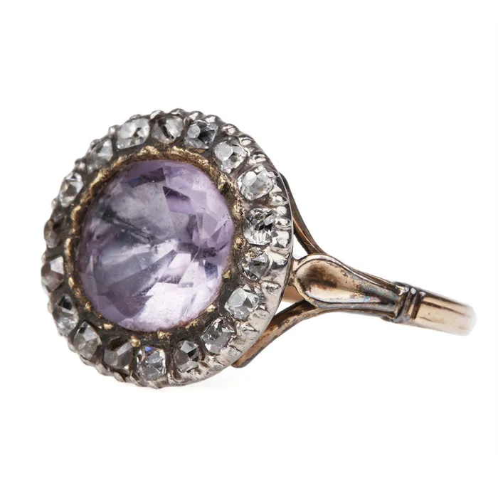 Bell Bird Antiques Rings Georgian Era Amethyst and Diamond Ring