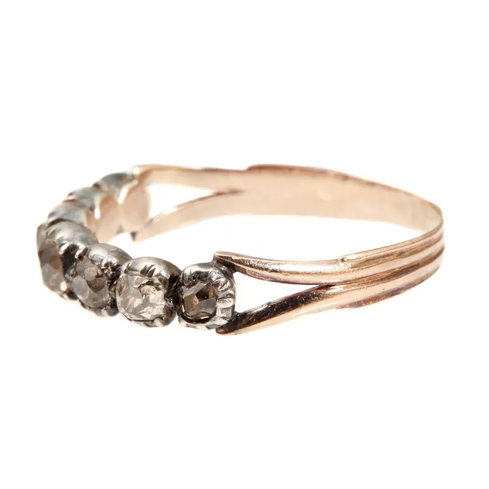 Bell Bird Antiques Rings Georgian Old Mine Cut Diamond Band